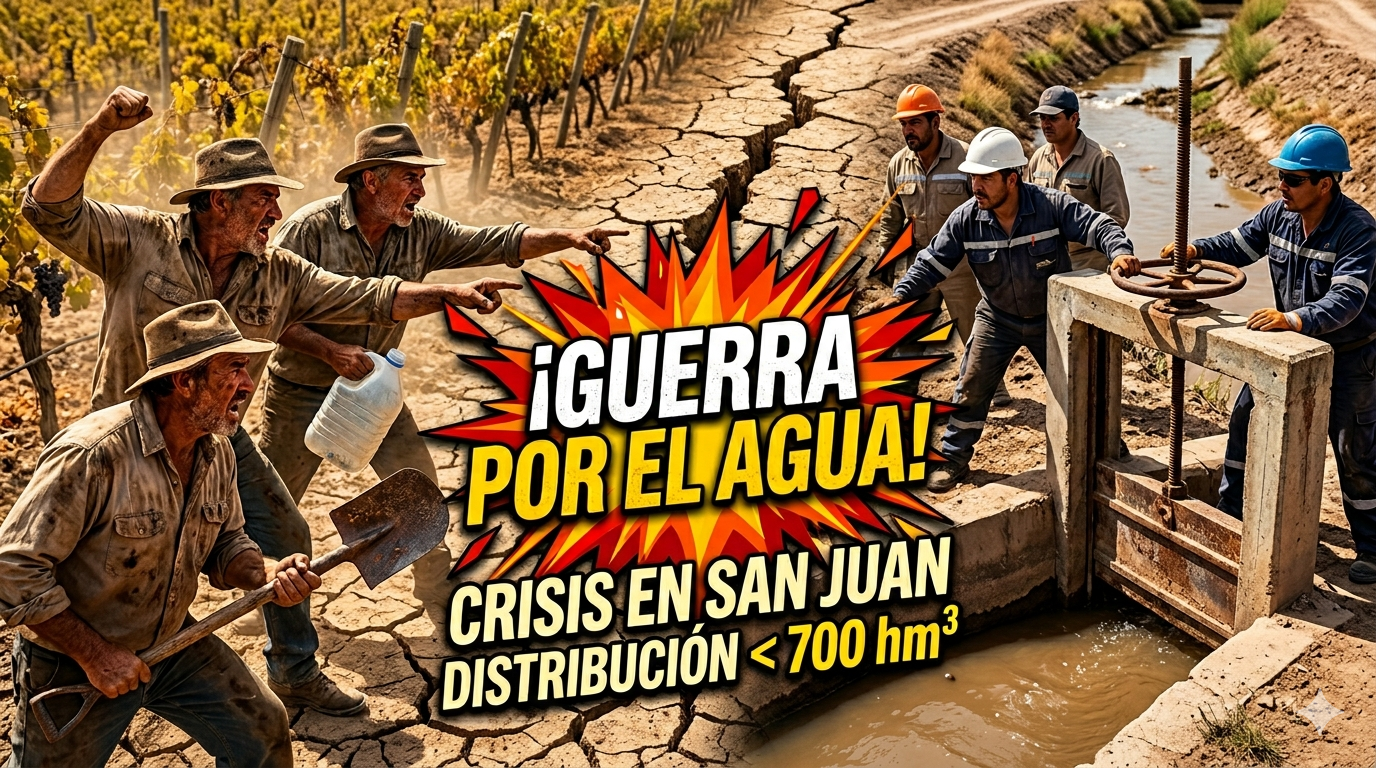 Crisis hídrica en San Juan: distribuirán menos de 700 hm³ y estalló la guerra por el agua de riego