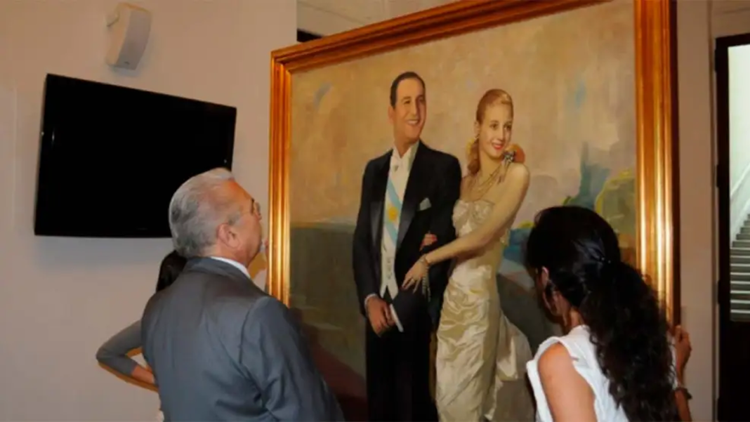 Karina Milei sacó el cuadro histórico de Perón y Evita de la Casa Rosada: quieren poner uno de Messi