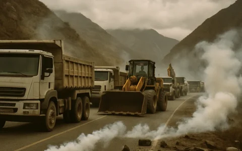 Bolivia: gases y piedras mientras un convoy de 150 vehículos intenta abrir rutas