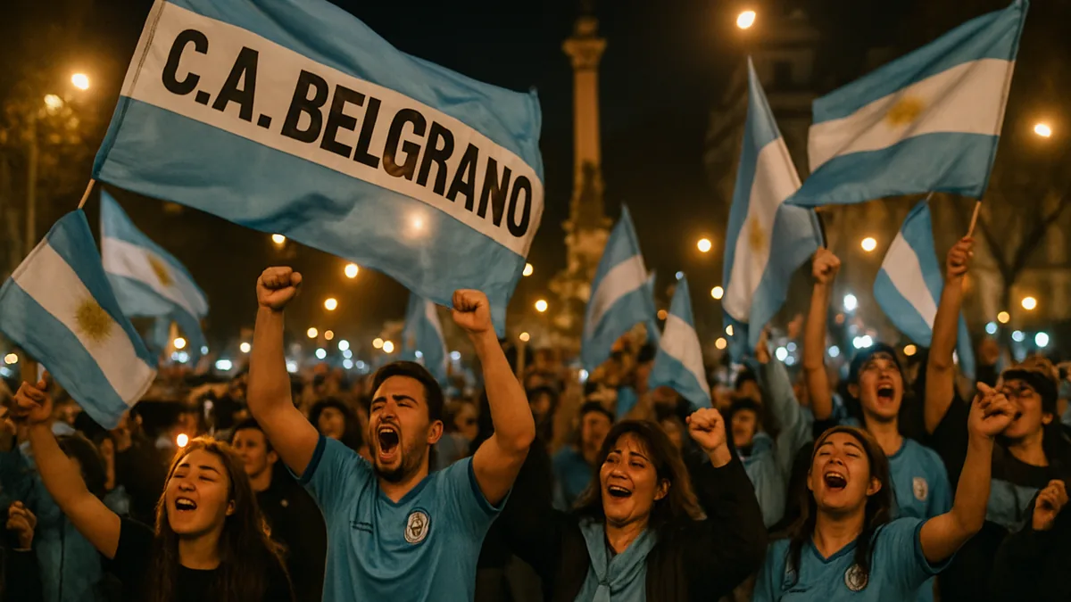 Belgrano campeón: los hinchas del Pirata coparon la Plaza 25 en San Juan