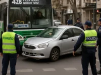 Micro de la línea 500 chocó un Toyota en el centro de Mendoza