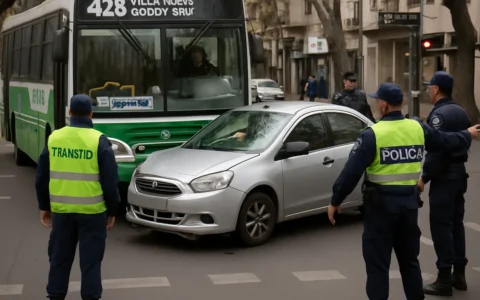 Micro de la línea 500 chocó un Toyota en el centro de Mendoza