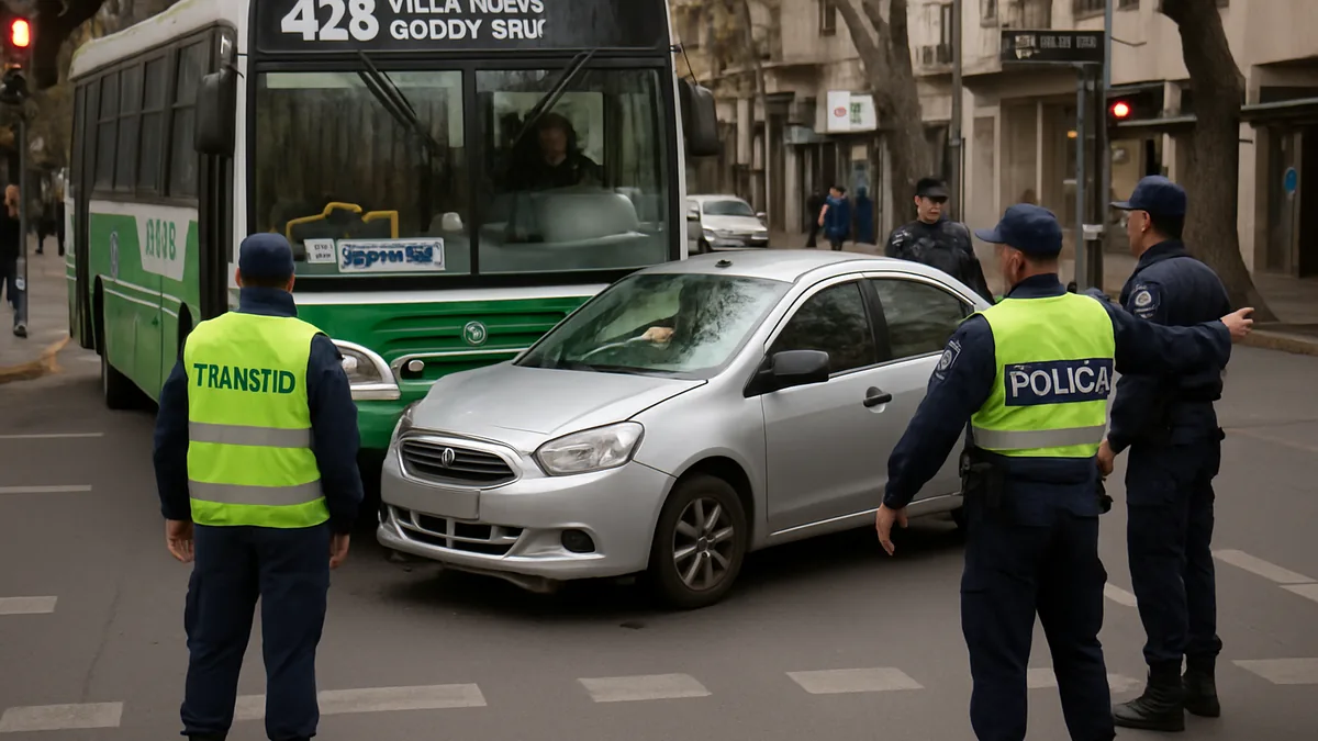 Micro de la línea 500 chocó un Toyota en el centro de Mendoza