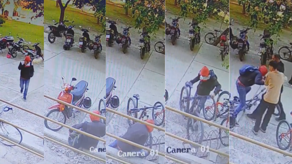 Fue a robar una bici en la UNSJ y los propios alumnos lo acorralaron: el video que se viralizó